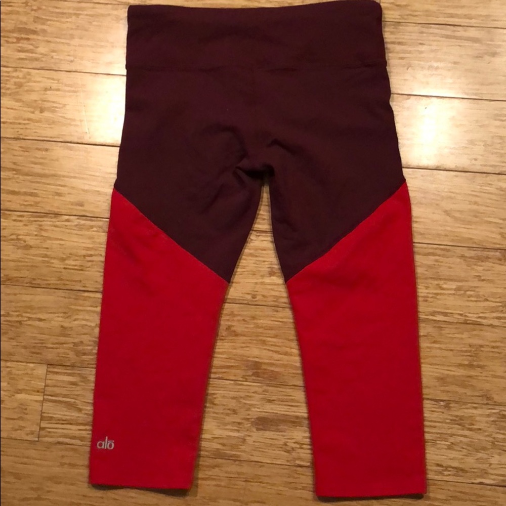 ALO Yoga Two-Tone Burgundy and Red High-Waist Leggings